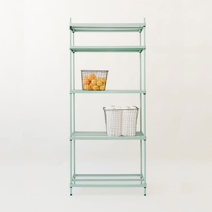 Design Ideas 5 Tier Metal Storage Shelving Unit Rack Bookshelf, Green(For Parts)