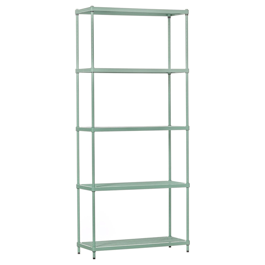 Design Ideas MeshWorks 5 Tier Metal Storage Shelving Unit Rack Bookshelf, Green