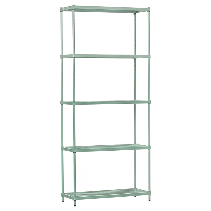 Design Ideas MeshWorks 5 Tier Metal Storage Shelving Unit Rack Bookshelf, Green