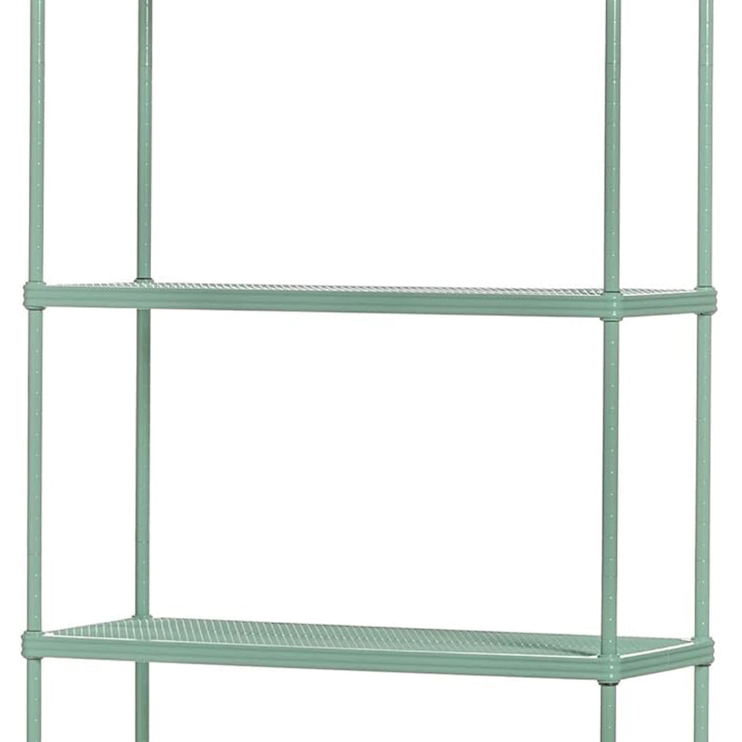 Design Ideas MeshWorks 5 Tier Metal Storage Shelving Unit Rack Bookshelf, Green