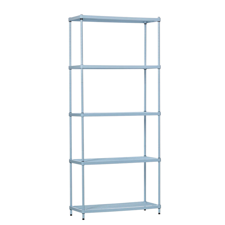 Design Ideas MeshWorks 5 Tier Metal Storage Shelving Unit Rack Bookshelf, Blue