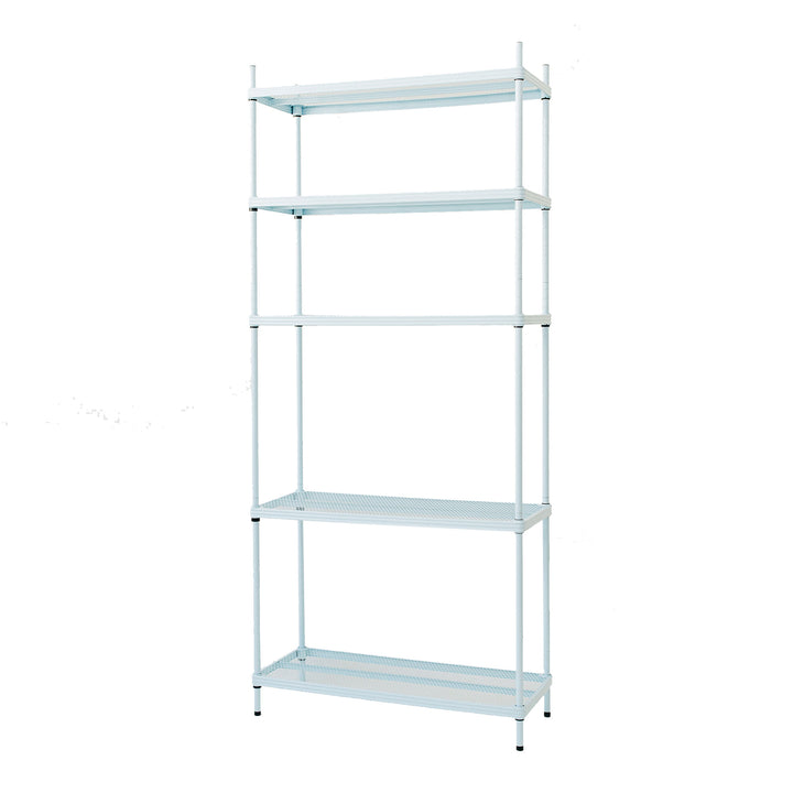 Design Ideas MeshWorks 5 Tier Metal Storage Shelving Unit Rack Bookshelf, Blue