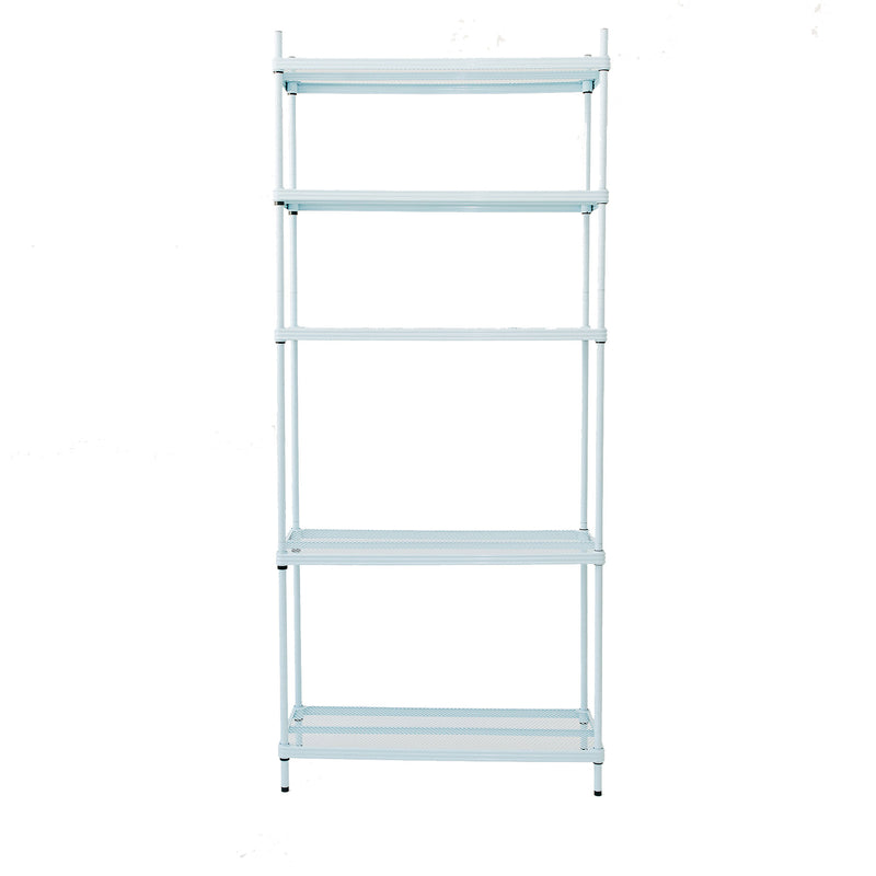 Design Ideas MeshWorks 5 Tier Metal Storage Shelving Unit Rack Bookshelf, Blue