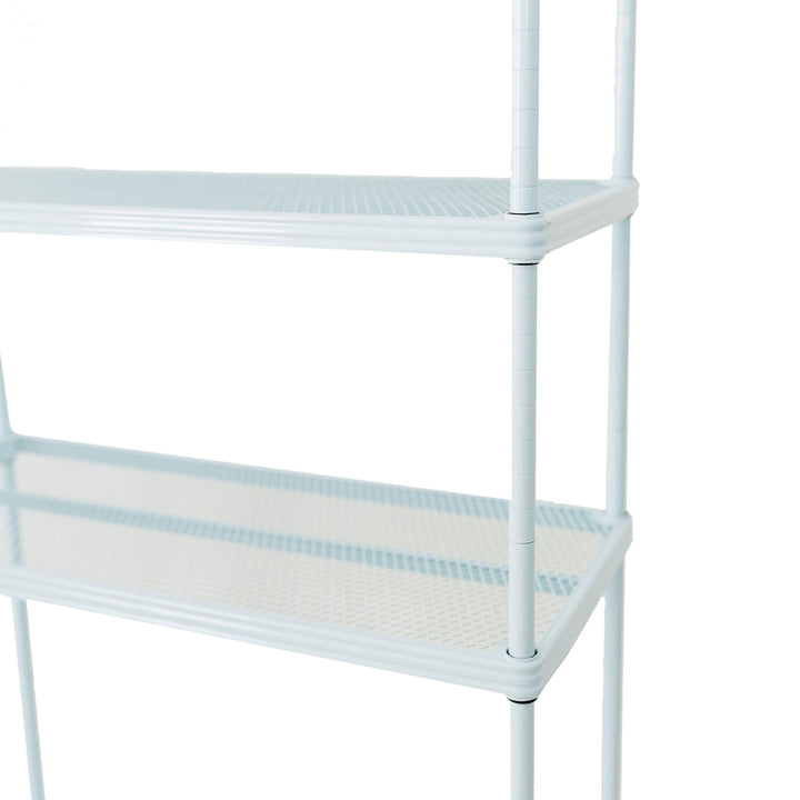 Design Ideas MeshWorks 5 Tier Metal Storage Shelving Unit Rack Bookshelf, Blue