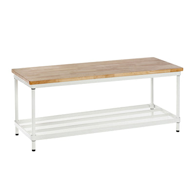 Design Ideas  2 Tier Wood Top Metal Storage Shelving Unit Rack, White(For Parts) - VMInnovations