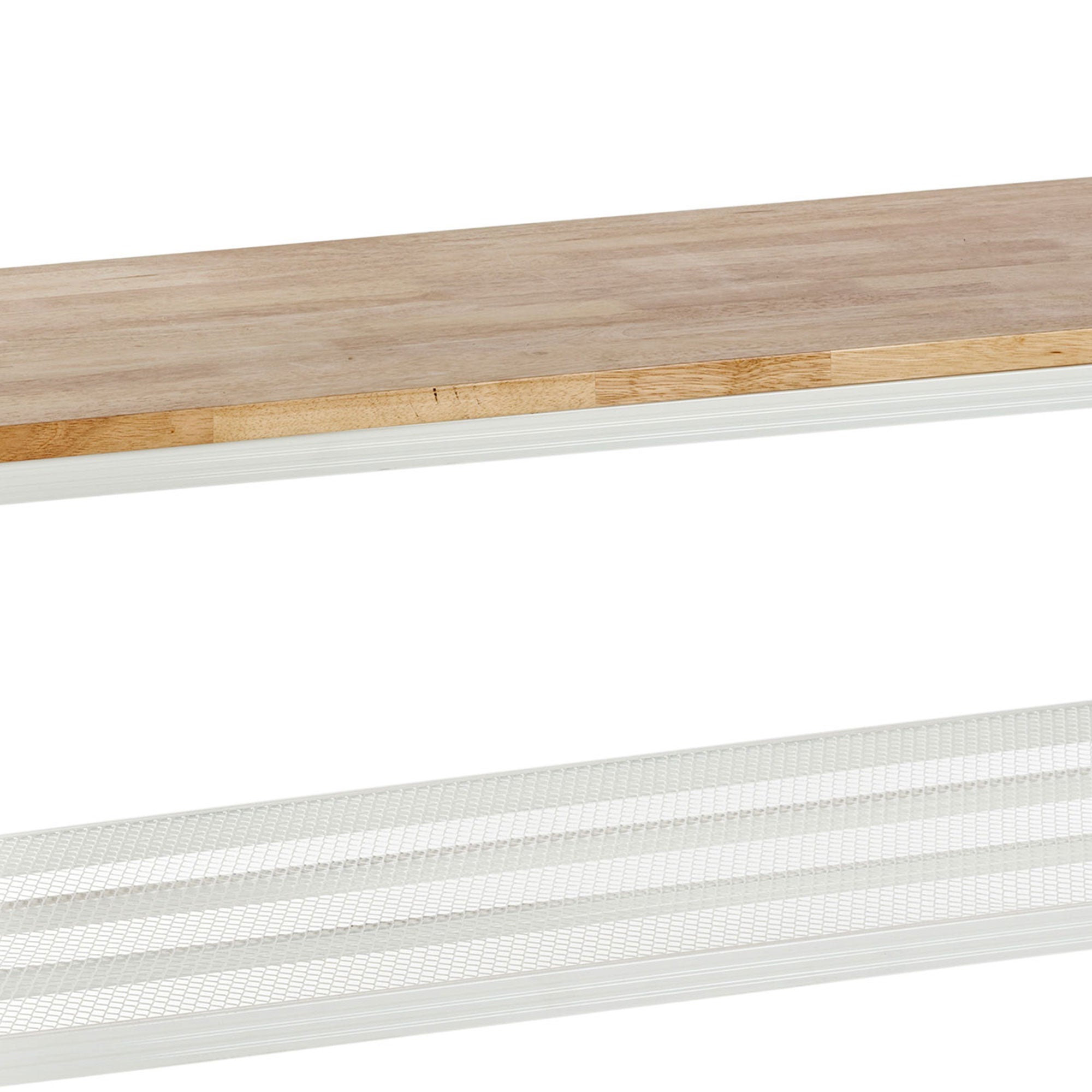 Design Ideas  2 Tier Wood Top Metal Storage Shelving Unit Rack, White(For Parts)