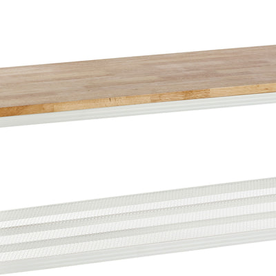 Design Ideas MeshWorks 2 Tier Wood Top Metal Storage Shelving Unit Rack, White
