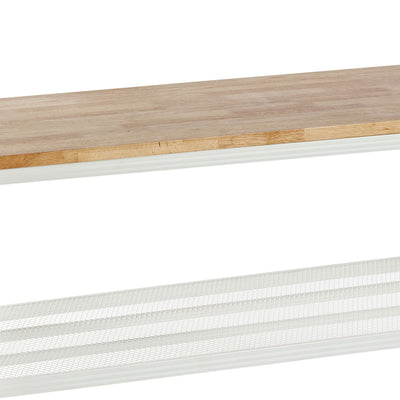 Design Ideas  2 Tier Wood Top Metal Storage Shelving Unit Rack, White(For Parts) - VMInnovations