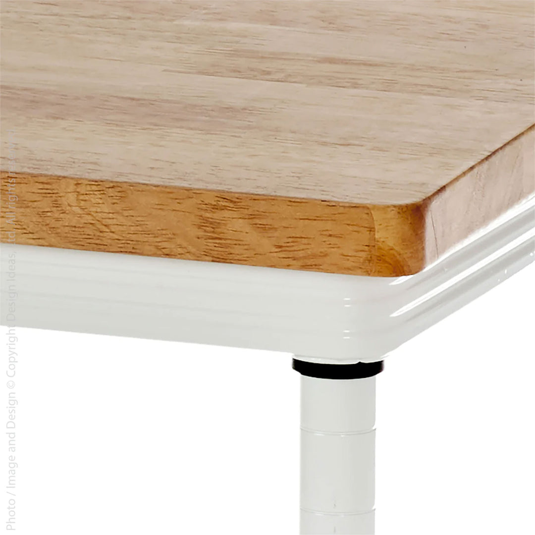 Design Ideas MeshWorks 2 Tier Wood Top Metal Storage Shelving Unit Rack, White - VMInnovations