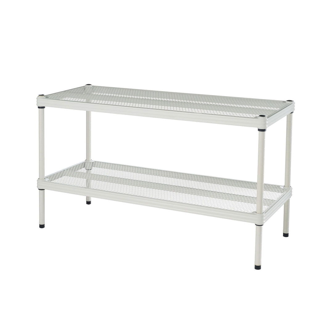 Design Ideas MeshWorks 2 Tier Full-Size Metal Storage Shelving Unit Rack, White