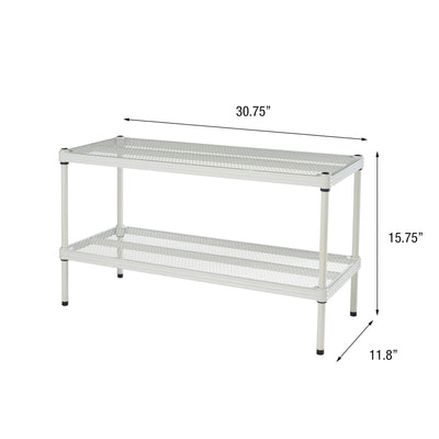 Design Ideas 2 Tier Full-Size Metal Storage Shelving Unit Rack, White(For Parts)