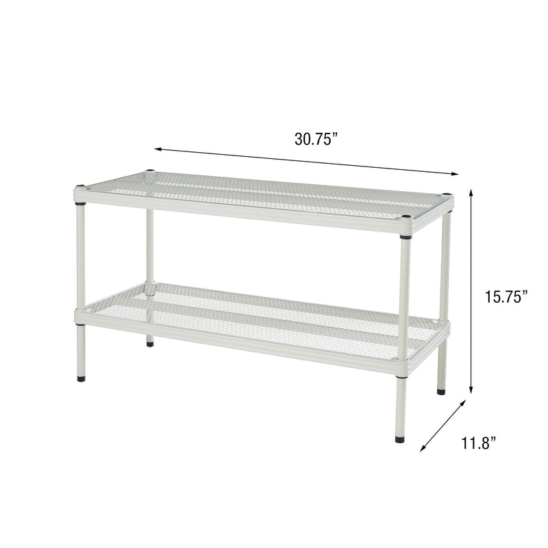 Design Ideas 2 Tier Full-Size Metal Storage Shelving Unit Rack, White (Used)