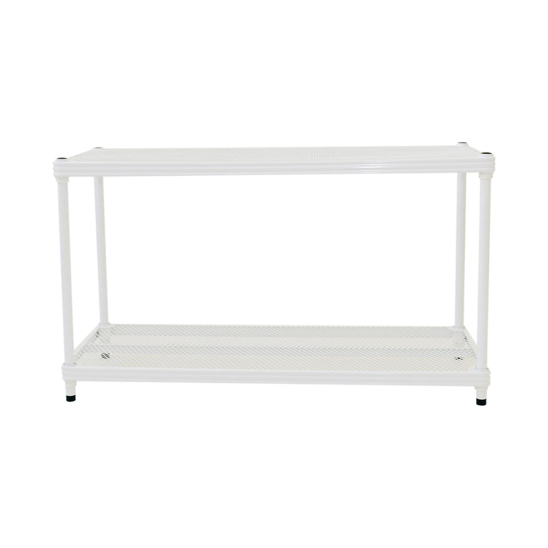 Design Ideas MeshWorks 2 Tier Full-Size Metal Storage Shelving Unit Rack, White