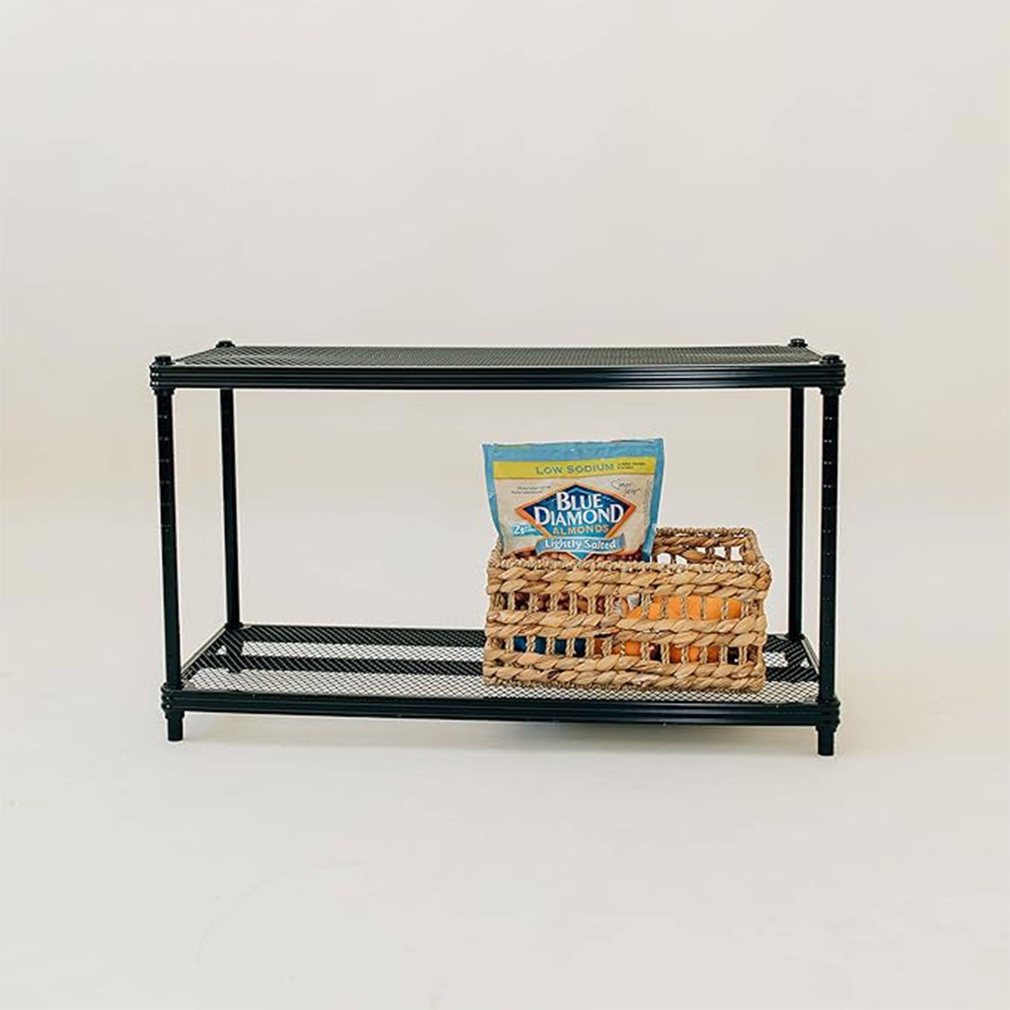 Design Ideas MeshWorks 2 Tier Full Size Metal Storage Shelving Unit Rack, Black - VMInnovations