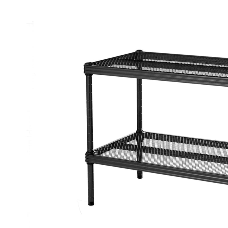 Design Ideas MeshWorks 2 Tier Full Size Metal Storage Shelving Unit Rack, Black