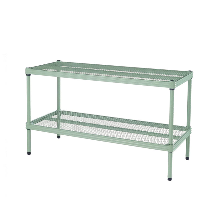 Design Ideas 2 Tier Full Size Metal Storage Shelving Unit, Sage Green(For Parts)