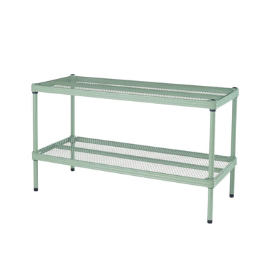 Design Ideas 2 Tier Full Size Metal Storage Shelving Unit, Sage Green (Used)