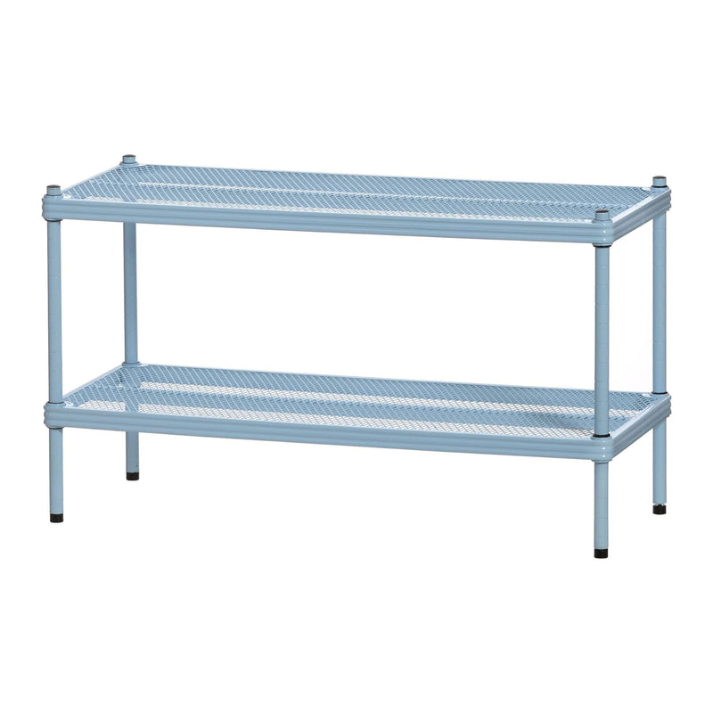 Design Ideas 2 Tier Full Metal Storage Shelving Unit Rack, Sky Blue (Open Box)