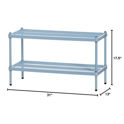 Design Ideas 2 Tier Full Metal Storage Shelving Unit Rack, Sky Blue (Open Box)