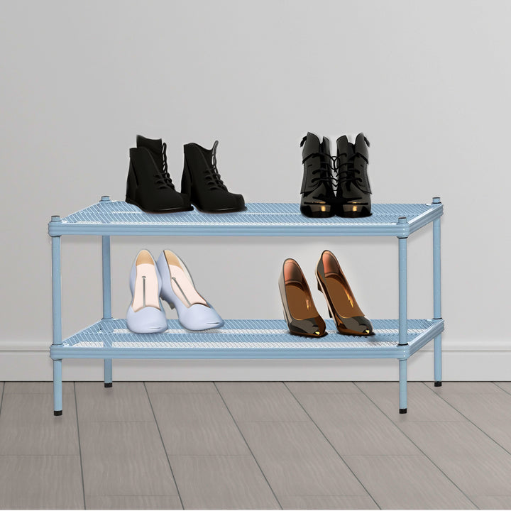 Design Ideas 2 Tier Full Metal Storage Shelving Unit Rack, Sky Blue (Used)