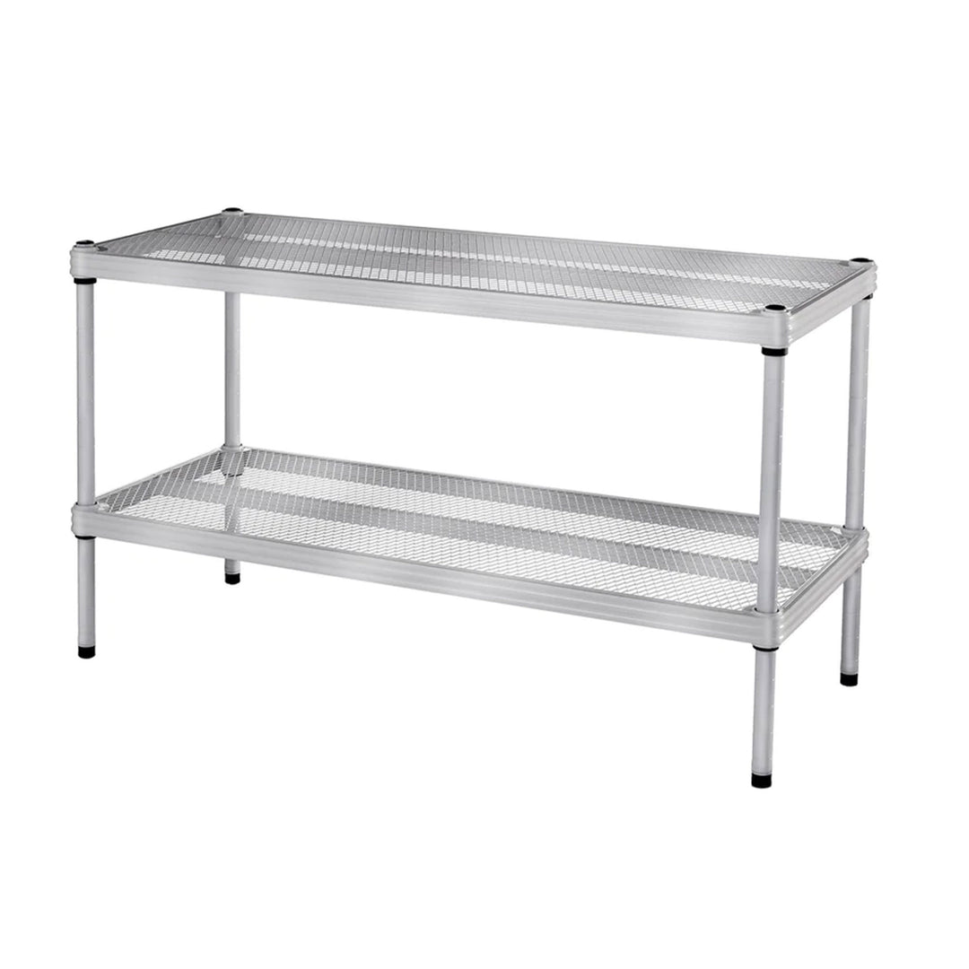 Design Ideas MeshWorks 2 Tier Full-Size Metal Storage Shelving Unit Rack, Silver