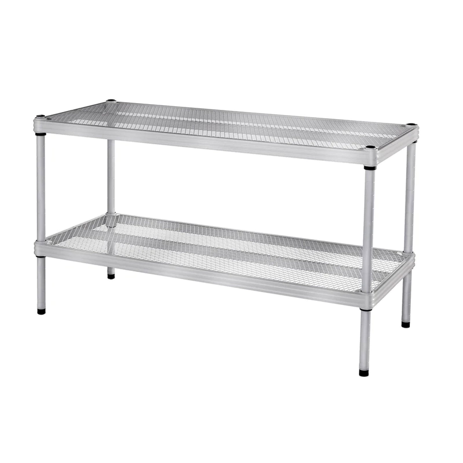 Design Ideas MeshWorks 2 Tier Full-Size Metal Storage Shelving Unit Rack, Silver - VMInnovations