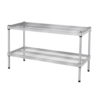 Design Ideas 2 Tier Full-Size Metal Storage Shelving Unit Rack, Silver (Used)