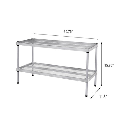 Design Ideas 2 Tier Full-Size Metal Storage Shelving Unit Rack, Silver (Used)