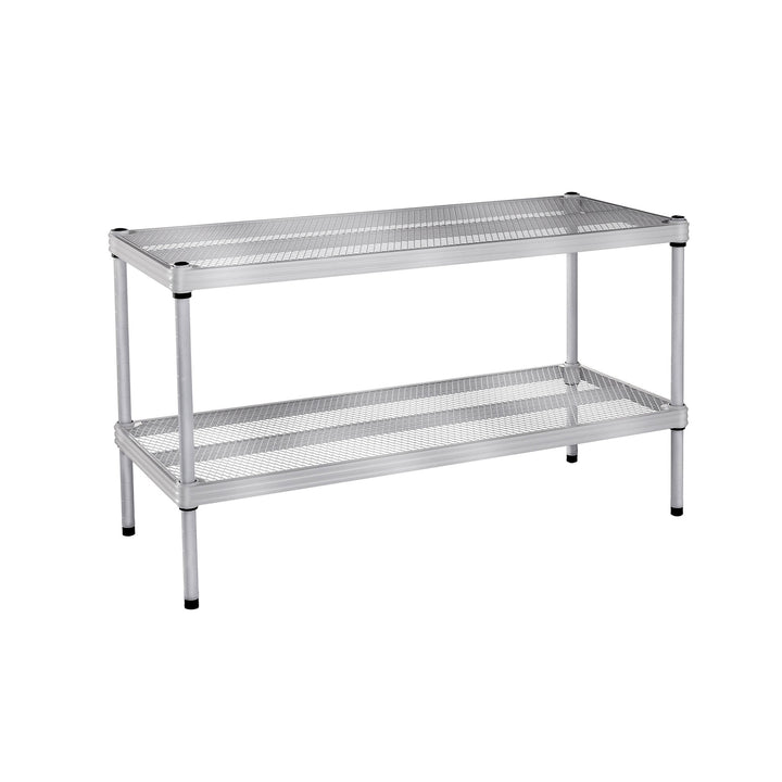 Design Ideas MeshWorks 2 Tier Full-Size Metal Storage Shelving Unit Rack, Silver