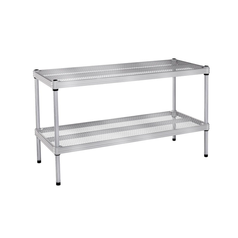 Design Ideas 2 Tier Full-Size Metal Storage Shelving Unit Rack, Silver (Used)