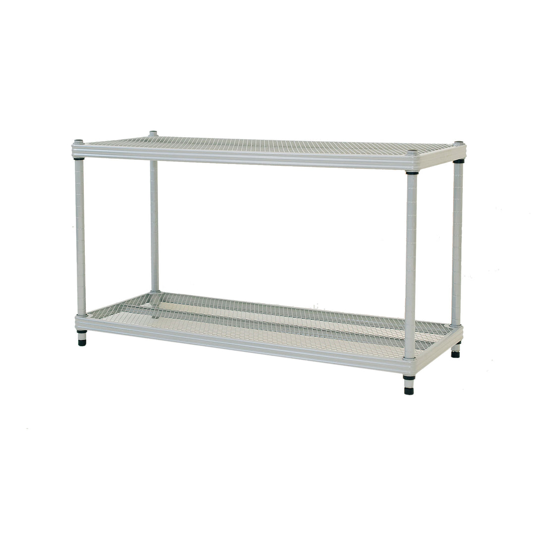 Design Ideas MeshWorks 2 Tier Full-Size Metal Storage Shelving Unit Rack, Silver