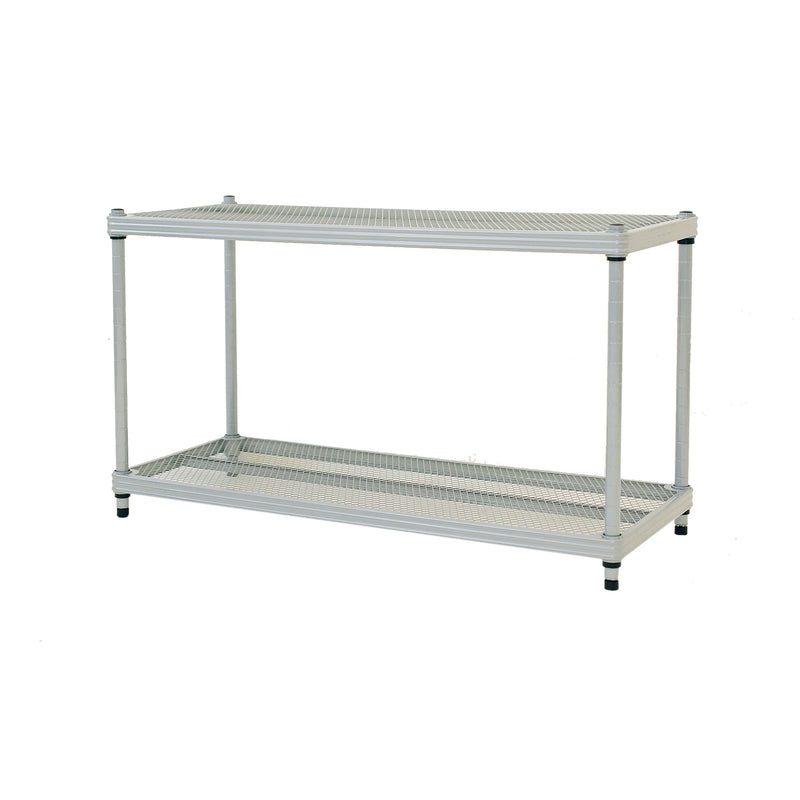 Design Ideas 2 Tier Full-Size Metal Storage Shelving Unit Rack, Silver (Used)