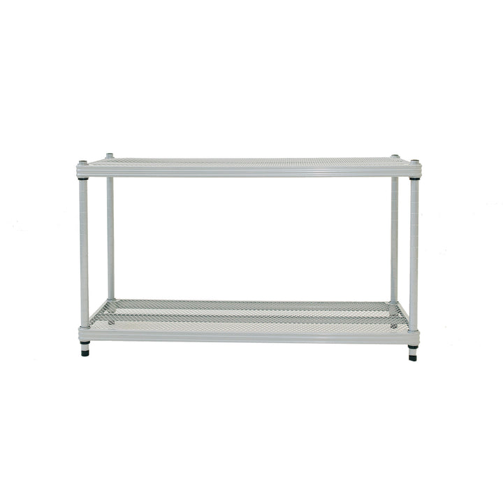 Design Ideas MeshWorks 2 Tier Full-Size Metal Storage Shelving Unit Rack, Silver