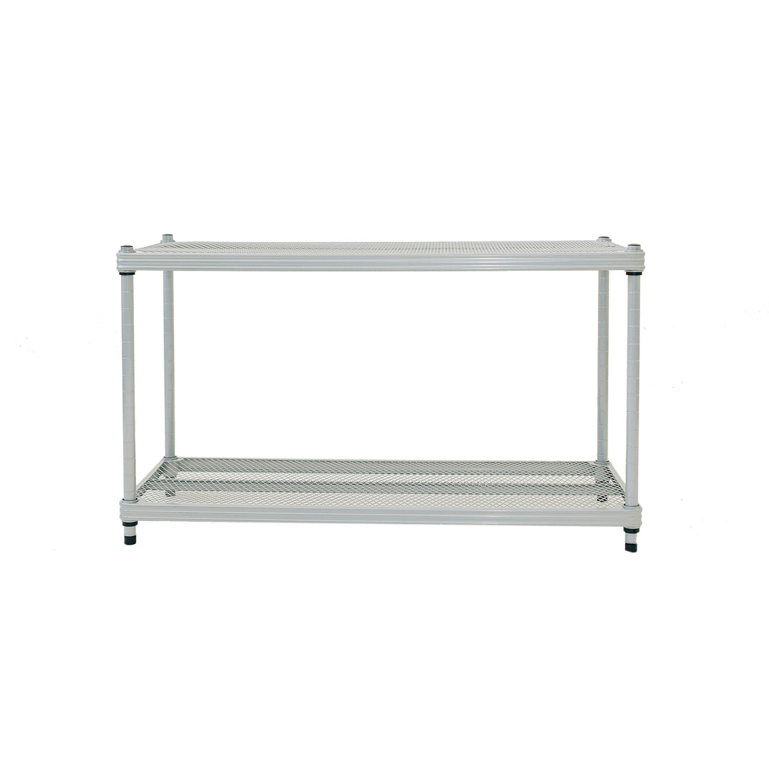 Design Ideas 2 Tier Full-Size Metal Storage Shelving Unit Rack, Silver (Used)