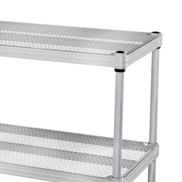 Design Ideas MeshWorks 2 Tier Full-Size Metal Storage Shelving Unit Rack, Silver - VMInnovations