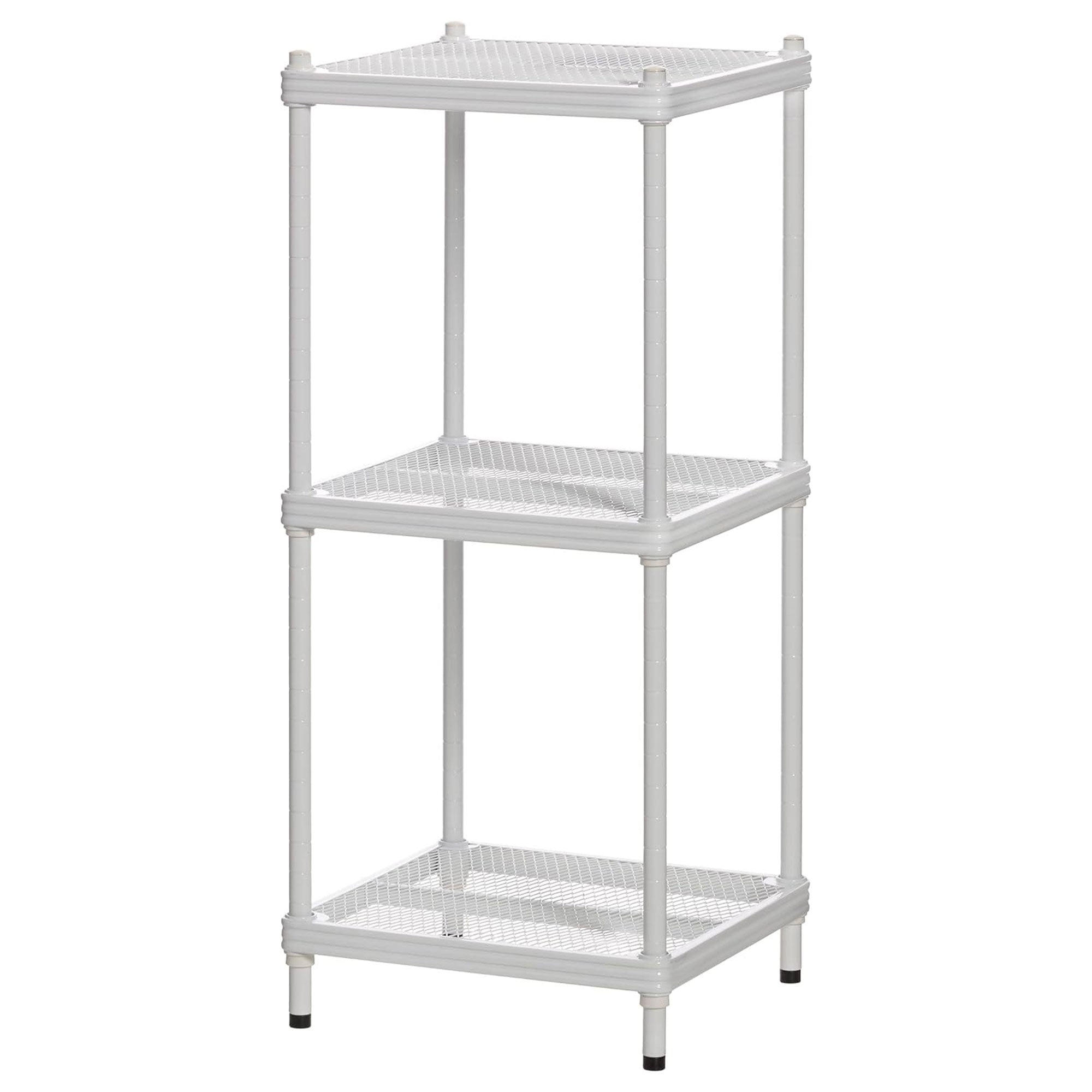 Design Ideas MeshWorks 3 Tier Tower Metal Storage Shelving Unit Rack, White - VMInnovations