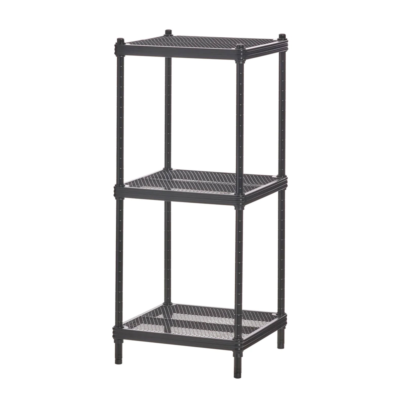 Design Ideas MeshWorks 3 Tier Tower Metal Storage Shelving Unit Rack, Black - VMInnovations