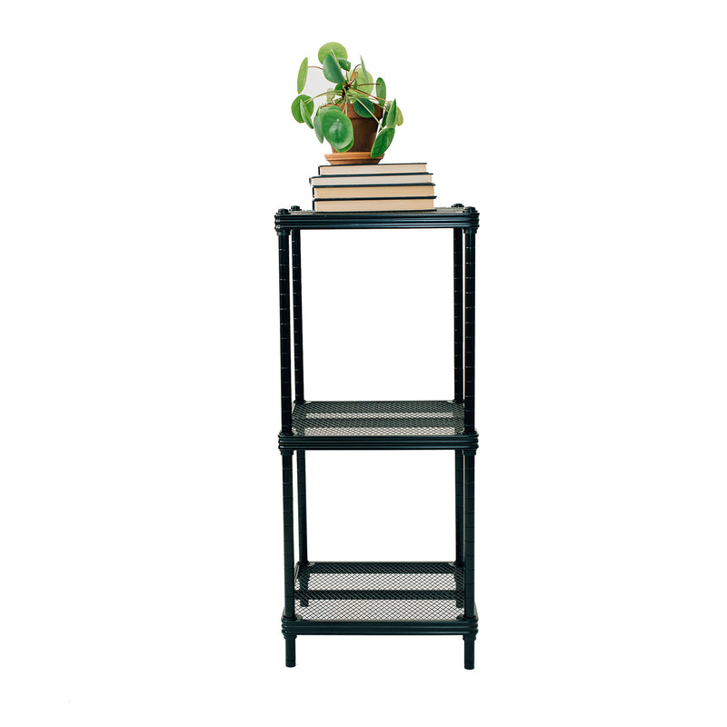 Design Ideas MeshWorks 3 Tier Tower Metal Storage Shelving Unit Rack, Black