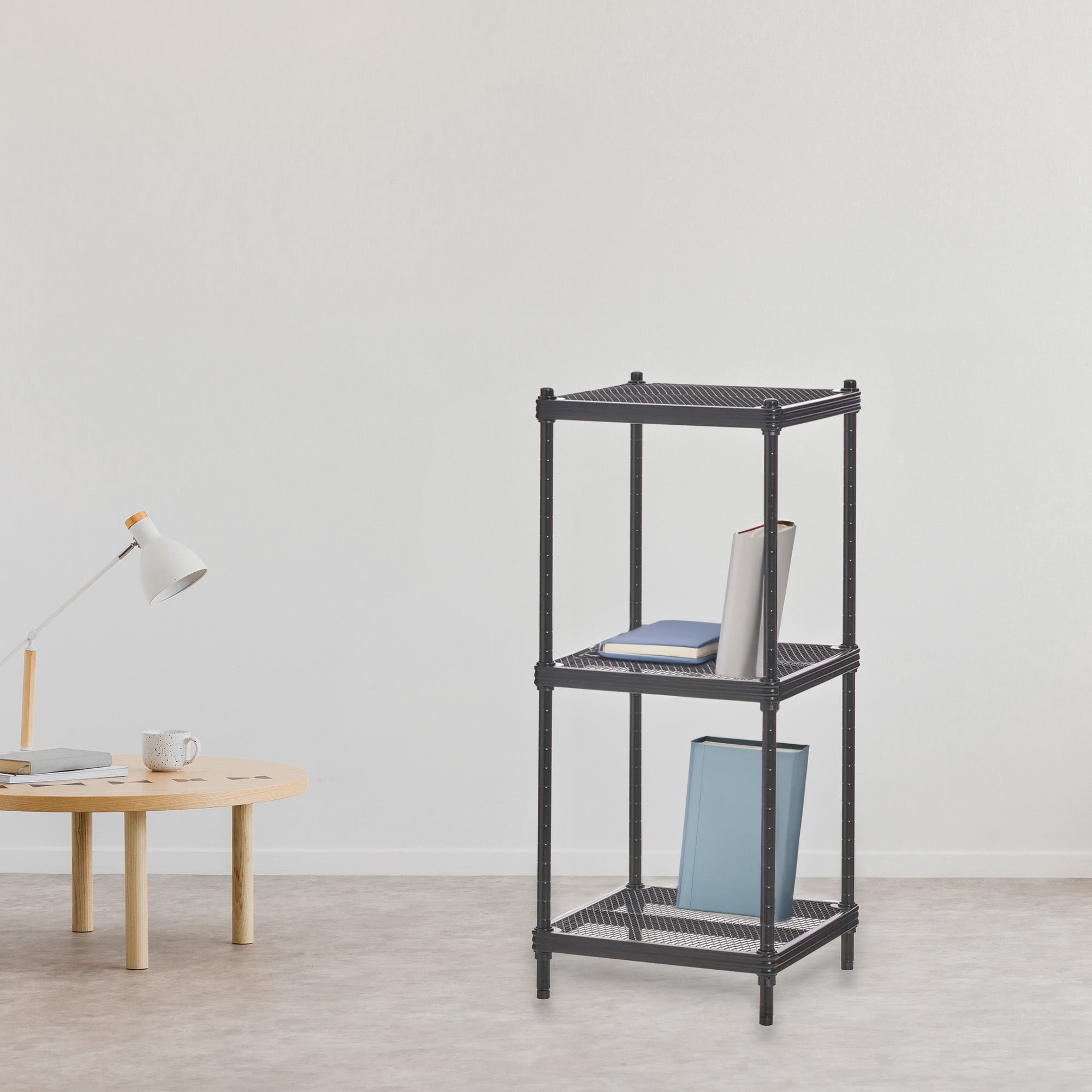 Design Ideas MeshWorks 3 Tier Tower Metal Storage Shelving Unit Rack, Black - VMInnovations