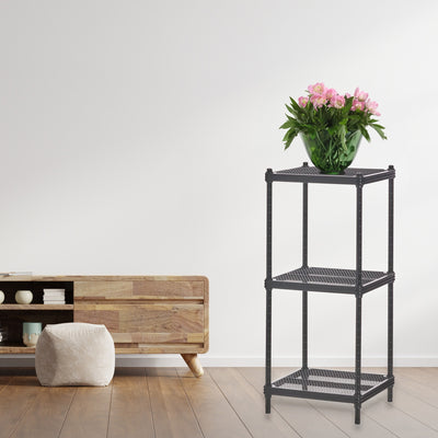 Design Ideas MeshWorks 3 Tier Tower Metal Storage Shelving Unit Rack, Black - VMInnovations