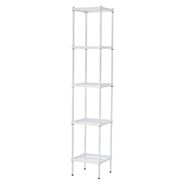 Design Ideas MeshWorks 5 Tier Tower Metal Storage Shelving Unit Rack, White