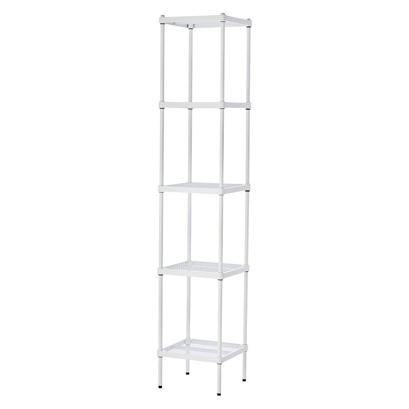 Design Ideas MeshWorks 5 Tier Tower Metal Shelving Unit Rack, White (Open Box)