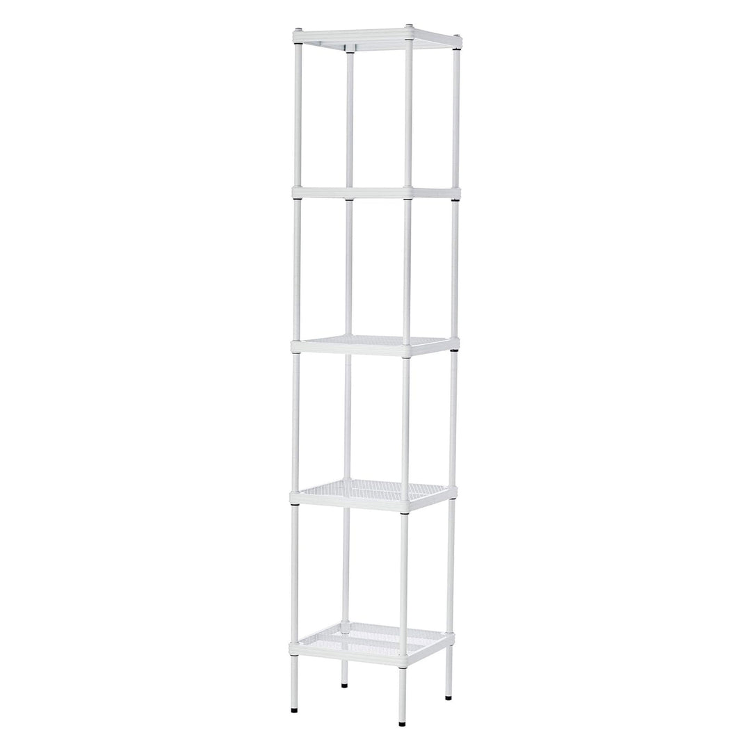 Design Ideas 5 Tier Tower Metal Storage Shelving Unit Rack, White (Used)