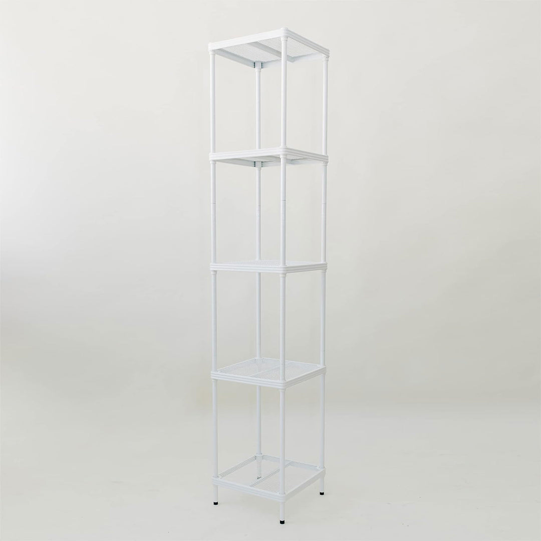 Design Ideas MeshWorks 5 Tier Tower Metal Storage Shelving Unit Rack, White