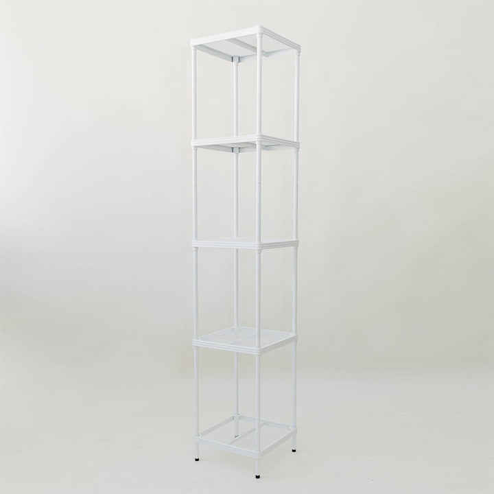 Design Ideas MeshWorks 5 Tier Tower Metal Storage Shelving Unit Rack, White