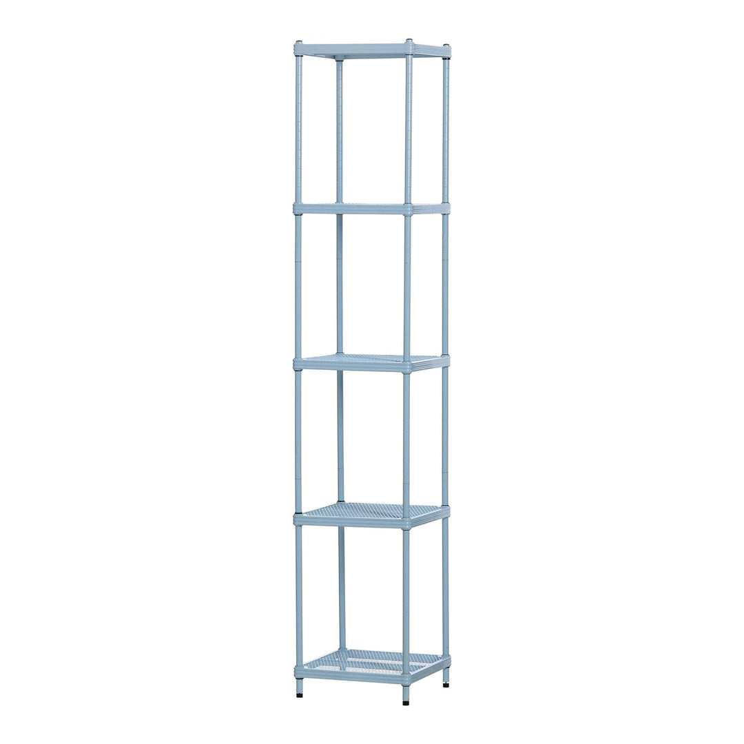 Design Ideas MeshWorks 5 Tier Tower Metal Storage Shelving Unit Rack, Sky Blue