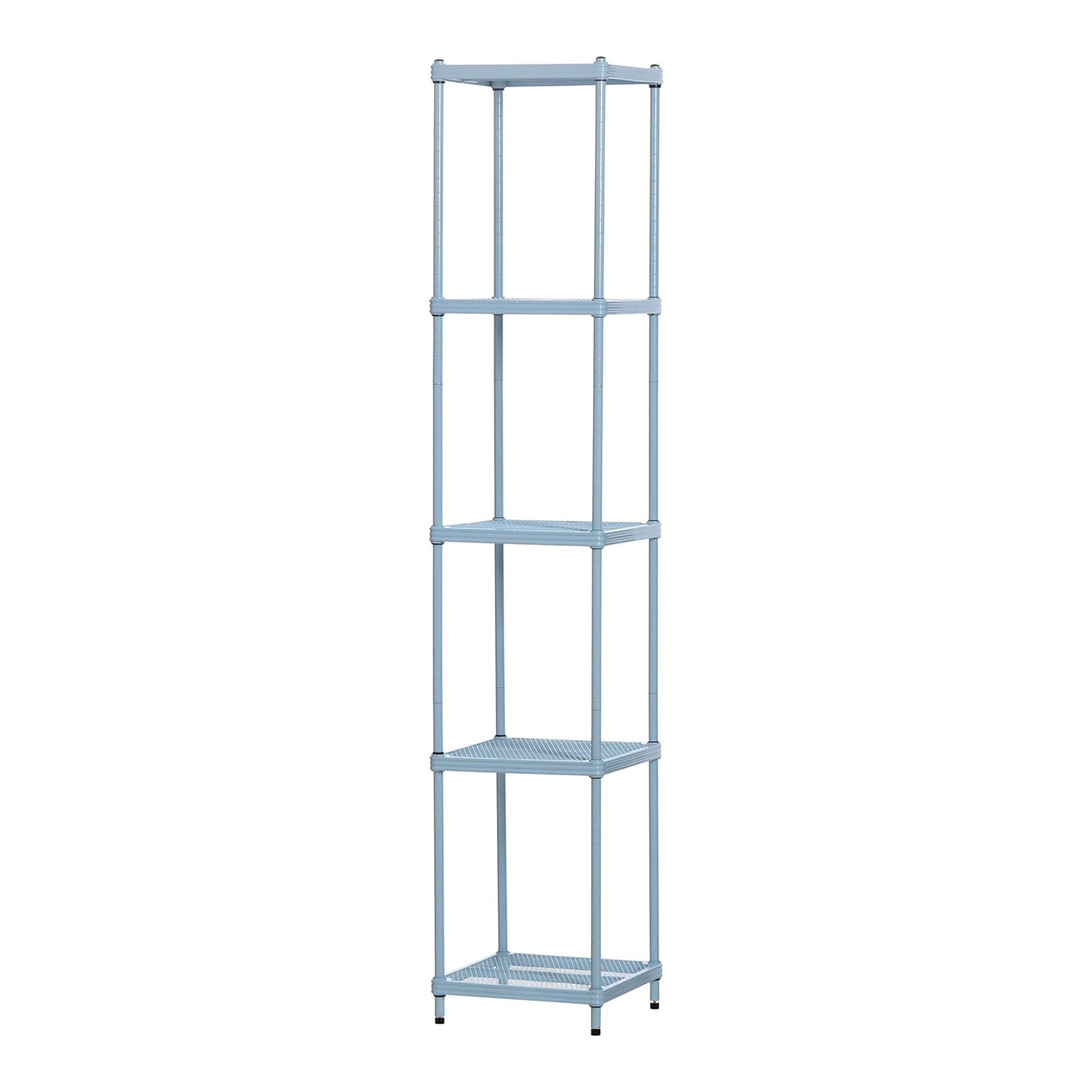 Design Ideas MeshWorks 5 Tier Tower Metal Storage Shelving Unit Rack, Sky Blue - VMInnovations