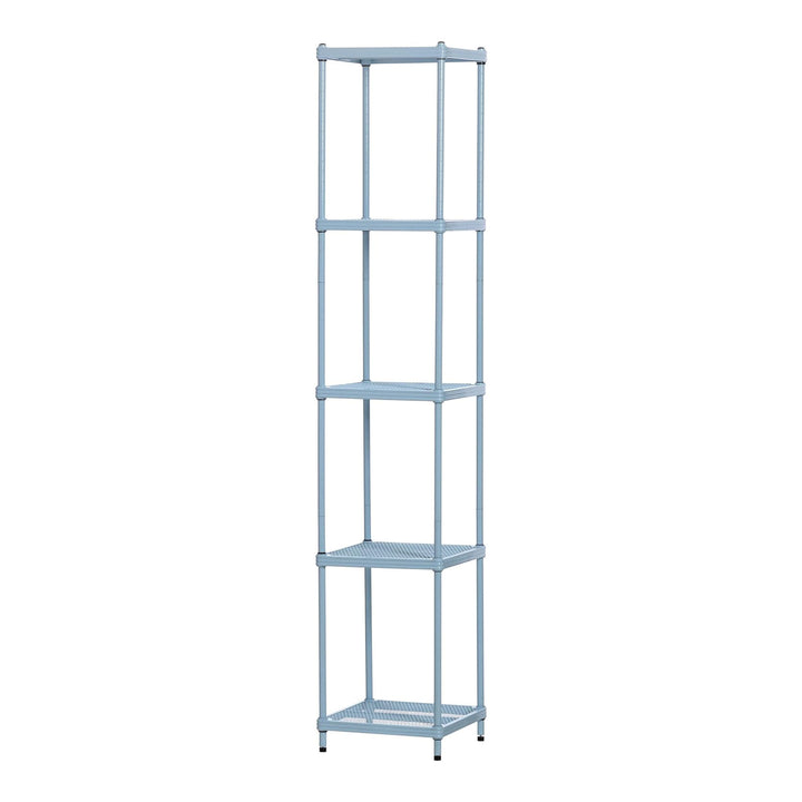 Design Ideas MeshWorks 5 Tier Tower Metal Storage Shelving Unit Rack, Sky Blue