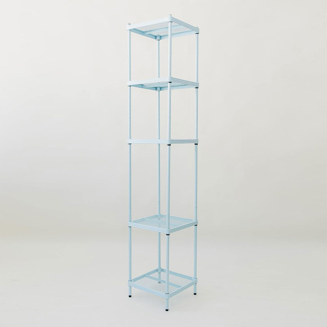 Design Ideas MeshWorks 5 Tier Tower Metal Storage Shelving Unit Rack, Sky Blue