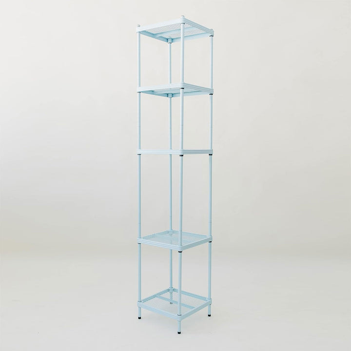 Design Ideas MeshWorks 5 Tier Tower Metal Storage Shelving Unit Rack, Sky Blue